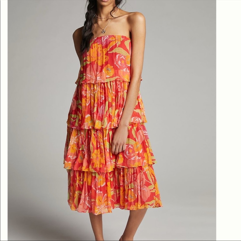 ANTHROPOLOGIE RAVENNA TIERED MIDI DRESS - Picture 1 of 5
